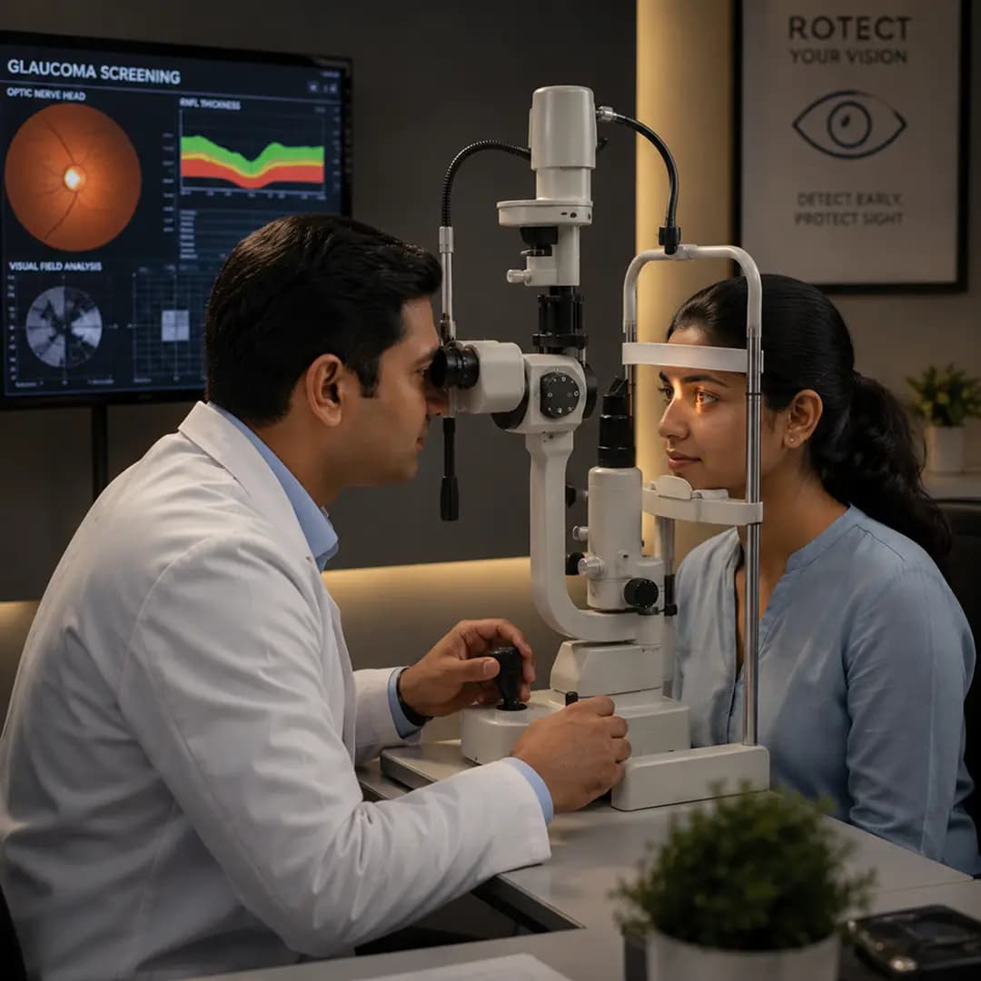 Glaucoma Care procedure screening and consulting visual