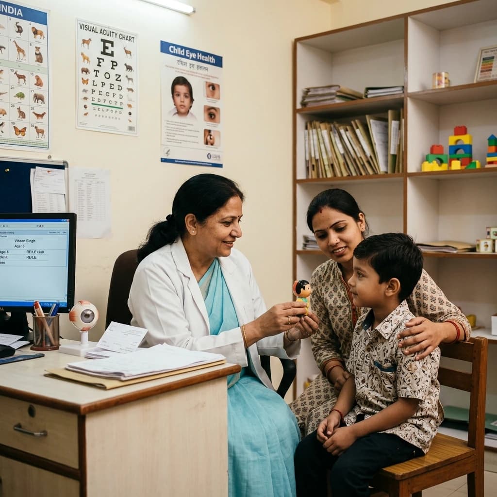 Pediatric-Friendly Evaluation Area visual representing diagnostics support at Aryan Eye Care